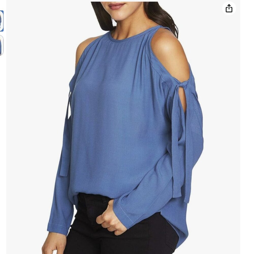 NEW 1. State‎ Blue Ultra Soft Cold Shoulder Top size Large